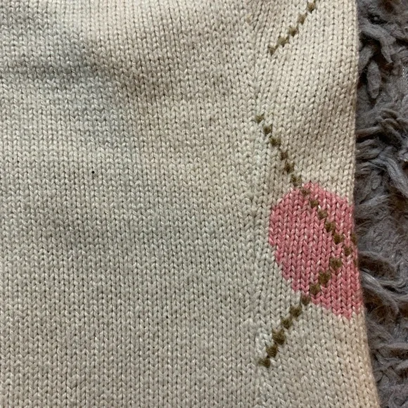 Vintage Y2K beige argyle heart Charlotte Russe fitted sweater vest sz M - Picture 8 of 9